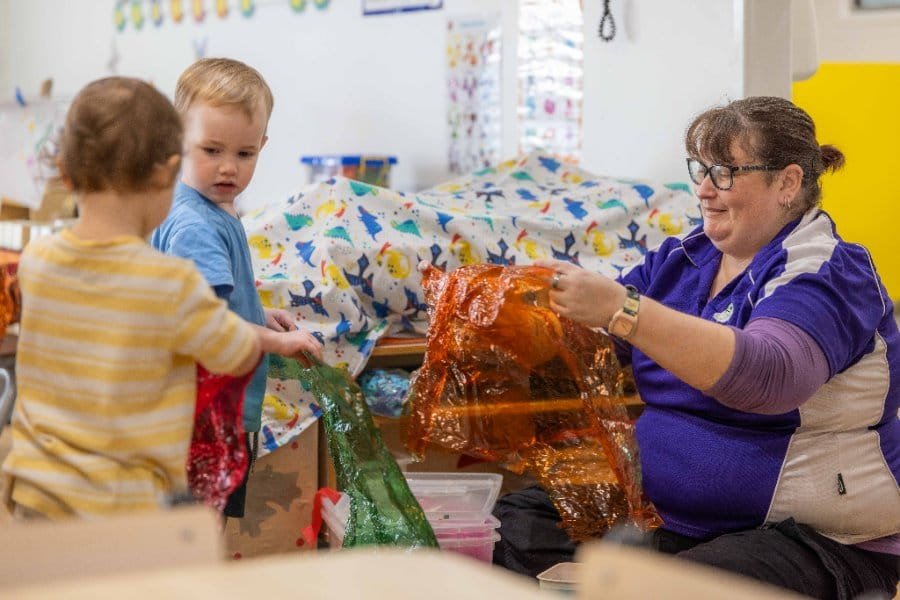 Junior Kindy, toddlers exploring sensory materials